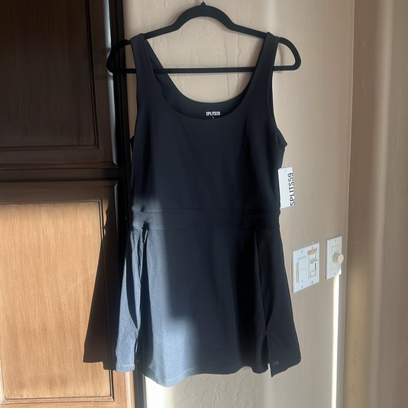 NWT New Splits59 Martina Rigor Tennis Minidress Dress in Black - Picture 4 of 5